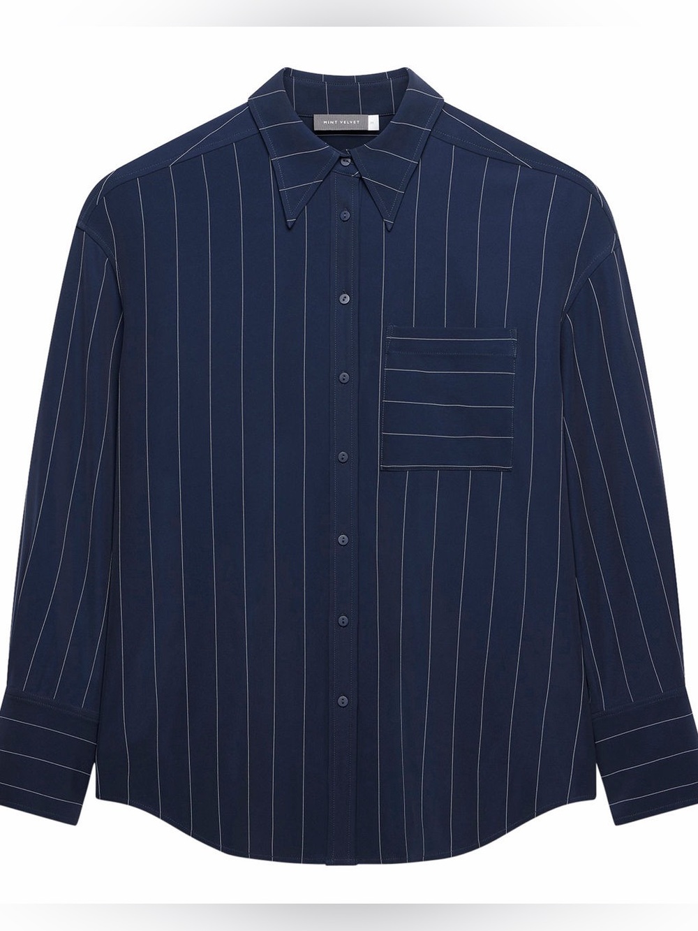 FULL SET  MINT VELVET Navy Pinstripe Button-Down Shirt W/ pants